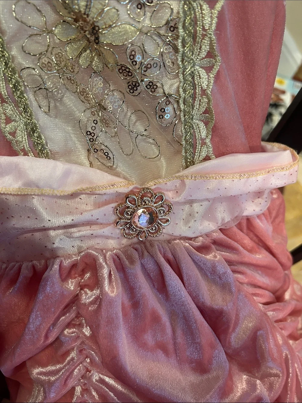 Girls Sleeping Beauty Pink Princess Ruched Tulle Dress size 7/8